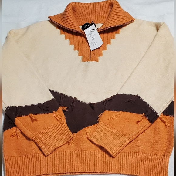 Cider Orange, Cream, And Brown Knit Sweater. Sz L NWT - Picture 4 of 6